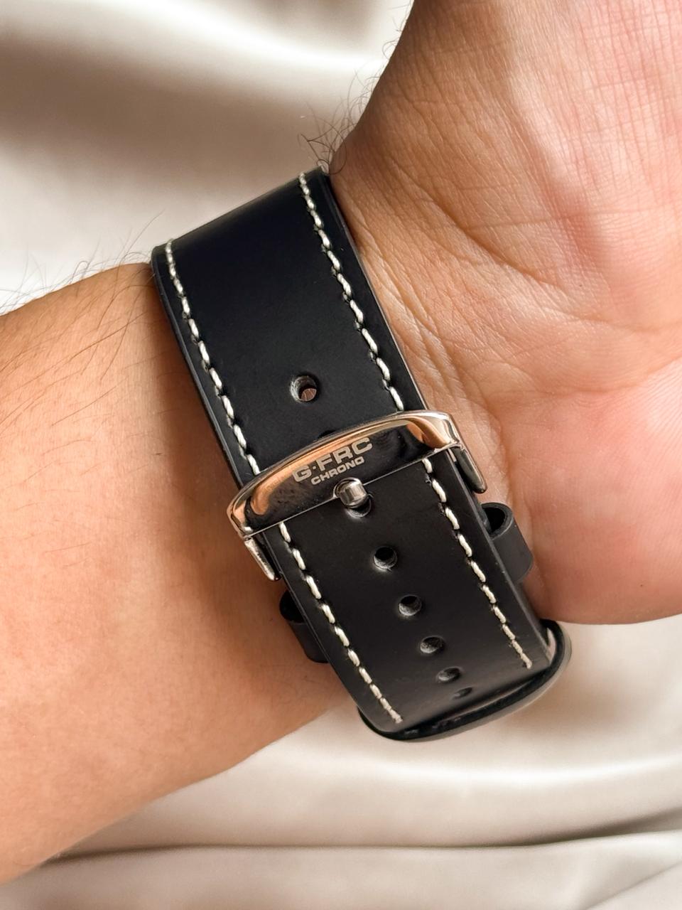 RELOJ G-FORCE HOMBRE CRONO CUERO FONDO BLANCO