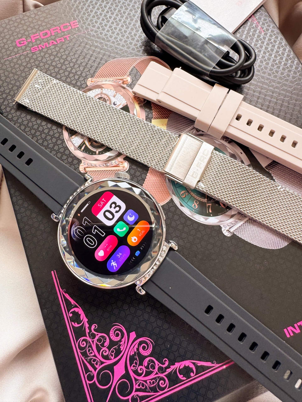 RELOJ INTELIGENTE PARA MUJER G-FORCE SMART GS-50 PLATEADO