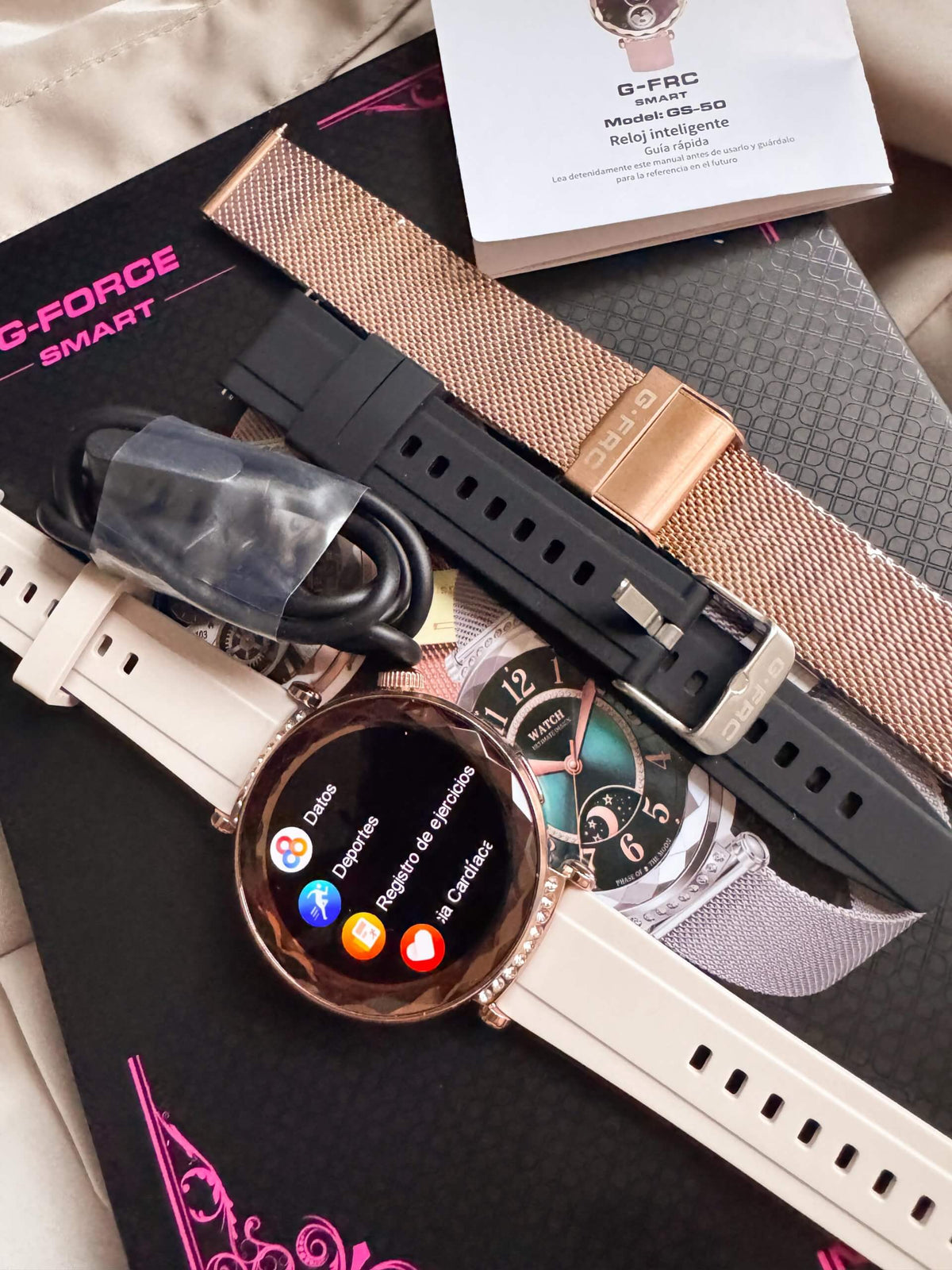 RELOJ INTELIGENTE PARA MUJER G-FORCE SMART GS-50 ORO ROSA