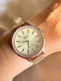 RELOJ QYQ B09-801Y ORO ROSA MALLA