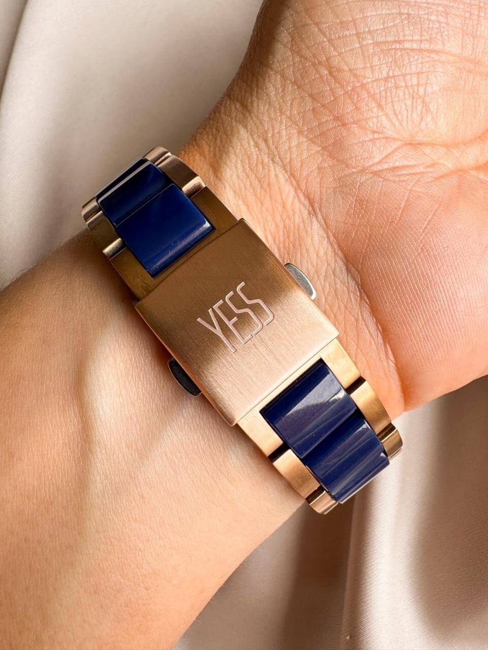 RELOJ YESS Y25006-04 YESS AZUL CON ORO ROSA