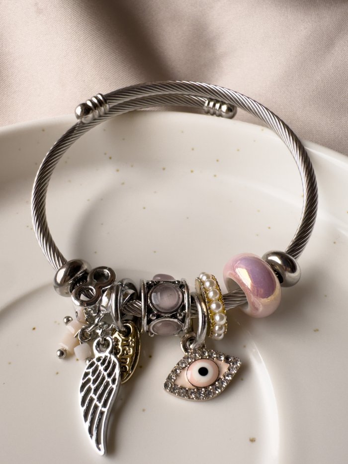 Pulsera Tipo Pandora Con Dije De Ojo Turco - Imagen 1
