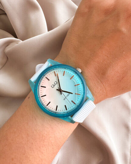 QYQ VS12 PULSO RAYADO BLANCO AZUL
