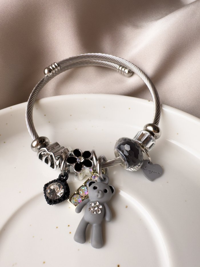 Pulsera Tipo Pandora Con Dije De Oso - Imagen 1