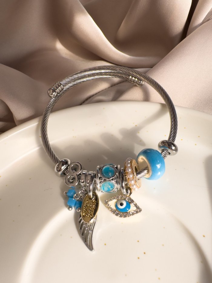 Pulsera Tipo Pandora Con Dije De Ojo - Imagen 1
