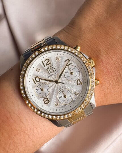 SMT-241008-02 RELOJ YESS BICOLOR PIEDRAS