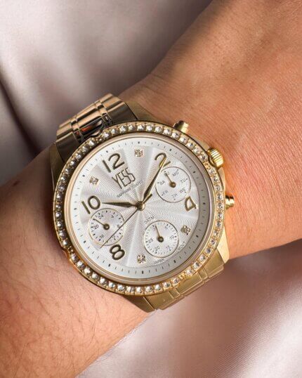 SMT-241008-03 RELOJ YESS DORADO PIEDRAS