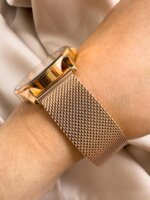 Reloj QYQ B47 ORO ROSA FONDO BLANCO MALLA - Imagen 2