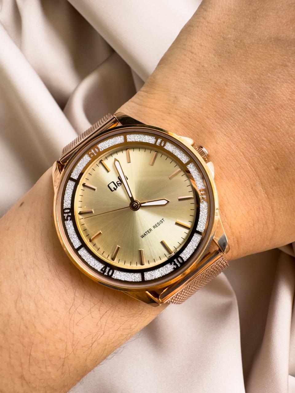 QYQ B47 ORO ROSA FONDO DORADO MALLA Reloj QYQ B47 ORO ROSA FONDO DORADO MALLA - Imagen 1