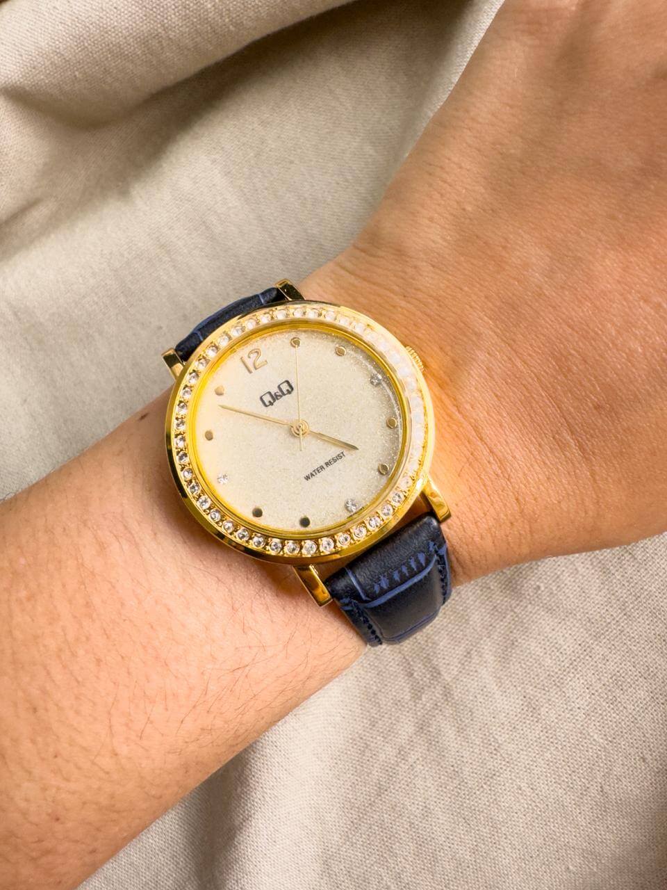 QYQ B45 CUERO AZUL OSCURO PIEDRAS RELOJ QYQ B45 AZUL - Imagen 1