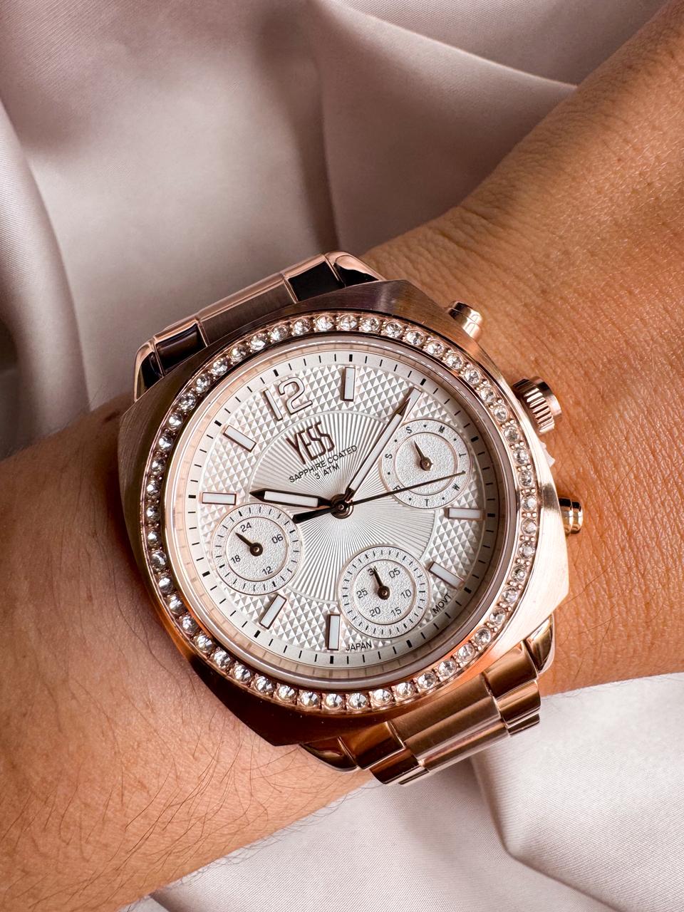 SMT-250512-05 YESS PIEDRITAS ORO ROSA RELOJ YESS ORO ROSA SMT-250512-05 - Imagen 1