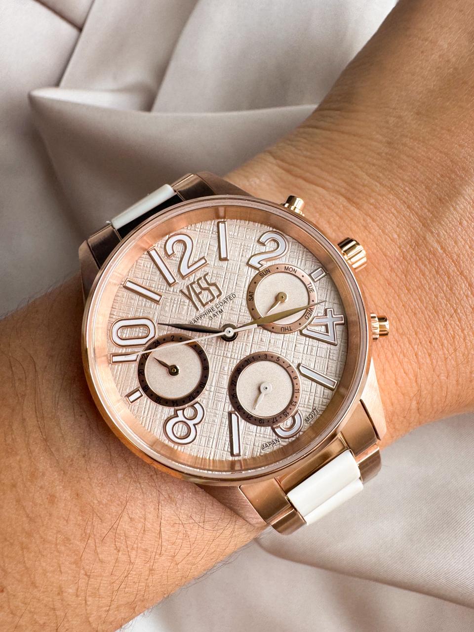 Y25007-05 YESS ORO ROSA CON BLANCO RELOJ YESS ORO ROSA Y25007-05 - Imagen 1