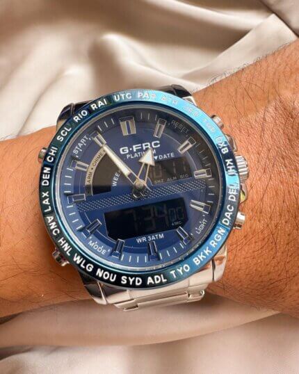 Reloj G force plateado- azul