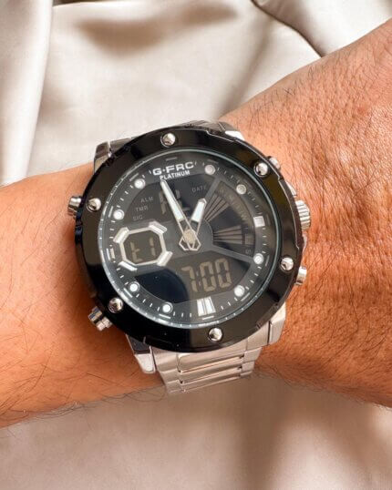 Reloj G force plateado- negro