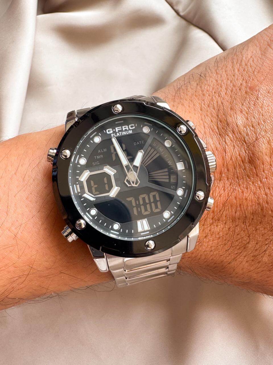 G FORCE PLATA NEGRO DIGITAL Y ANALOGO Reloj G force plateado- negro - Imagen 1
